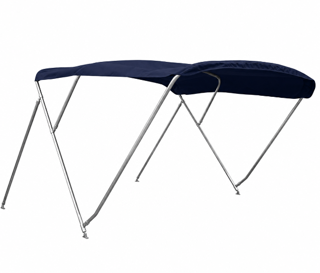 En stock: Elegance 3 arceaux hauteur 1350 largeur de 2060 à 2170 mm Lg 2200 mm -INOX toile Admiral Navy